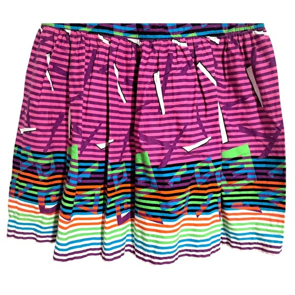 Vintage So-En Rainbow Brights Striped Tiered Knee Skirt Size M Made in Philipine - Picture 8 of 8